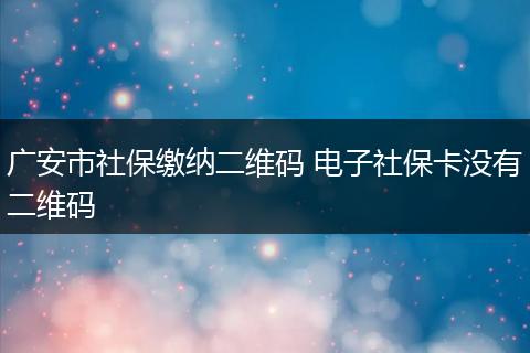 广安市社保缴纳二维码 电子社保卡没有二维码
