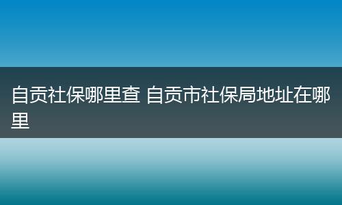 自贡社保哪里查 自贡市社保局地址在哪里