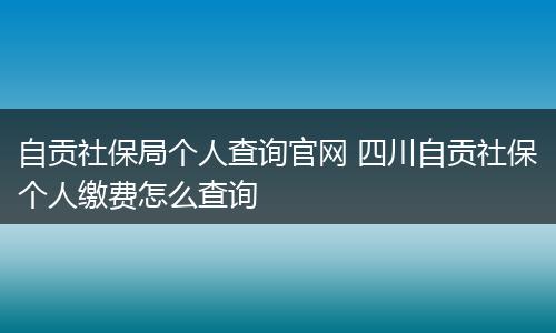 自贡社保局个人查询官网 四川自贡社保个人缴费怎么查询