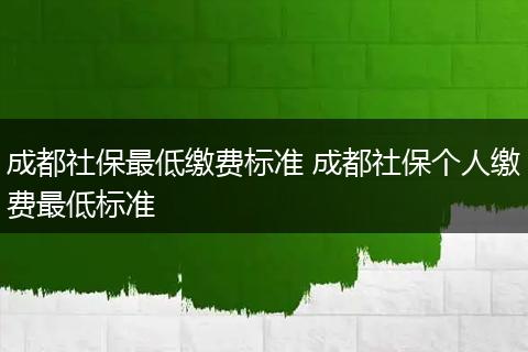 成都社保最低缴费标准 成都社保个人缴费最低标准