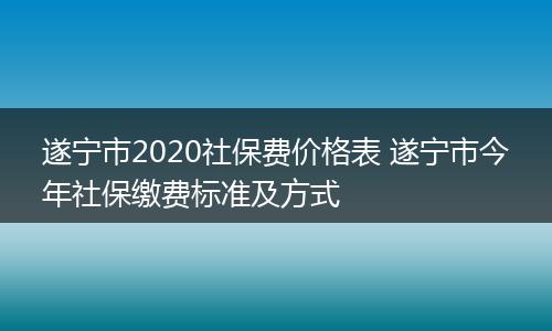 遂宁市2020社保费价格表 遂宁市今年社保缴费标准及方式