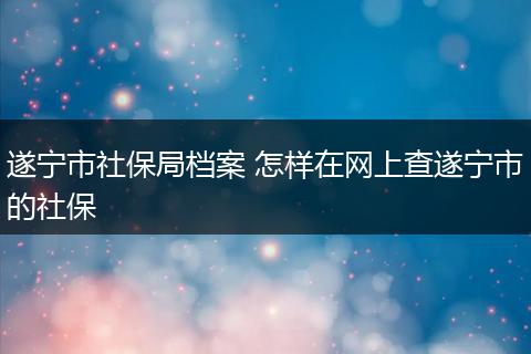 遂宁市社保局档案 怎样在网上查遂宁市的社保