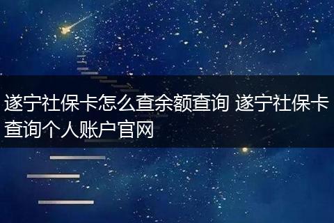 遂宁社保卡怎么查余额查询 遂宁社保卡查询个人账户官网