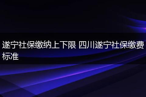 遂宁社保缴纳上下限 四川遂宁社保缴费标准
