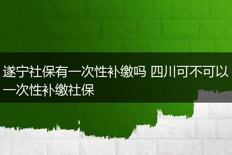 遂宁社保有一次性补缴吗 四川可不可以一次性补缴社保