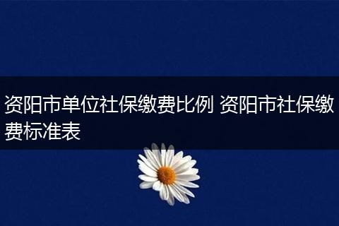 资阳市单位社保缴费比例 资阳市社保缴费标准表