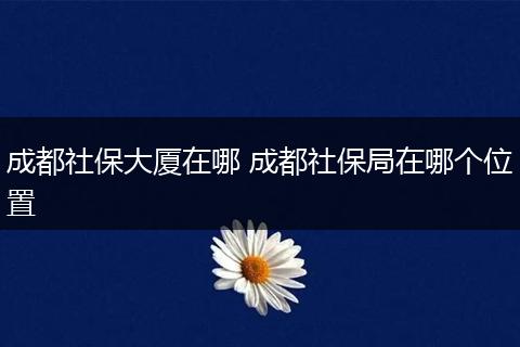 成都社保大厦在哪 成都社保局在哪个位置