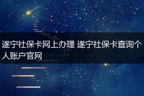 遂宁社保卡网上办理 遂宁社保卡查询个人账户官网