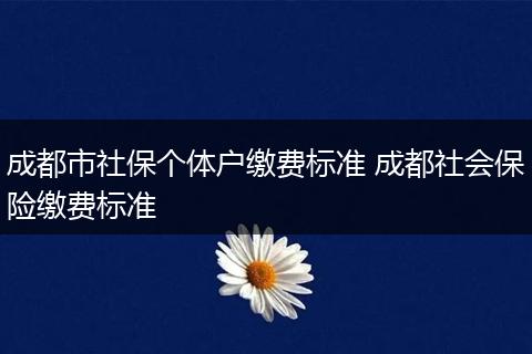 成都市社保个体户缴费标准 成都社会保险缴费标准