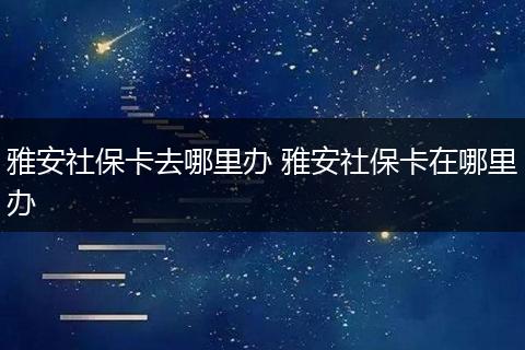 雅安社保卡去哪里办 雅安社保卡在哪里办