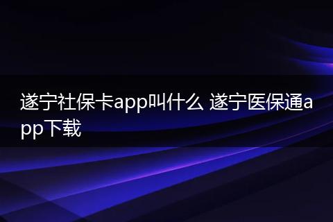 遂宁社保卡app叫什么 遂宁医保通app下载