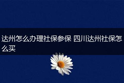 达州怎么办理社保参保 四川达州社保怎么买