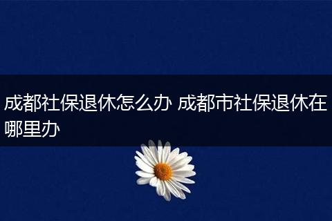 成都社保退休怎么办 成都市社保退休在哪里办