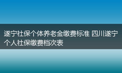 遂宁社保个体养老金缴费标准 四川遂宁个人社保缴费档次表