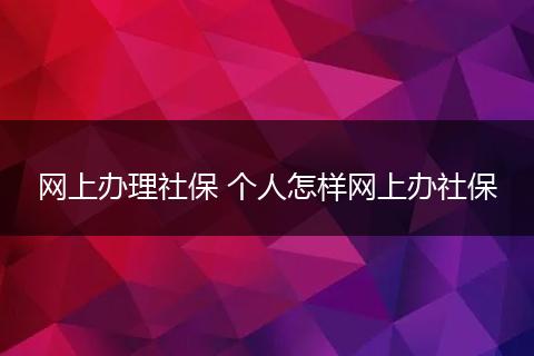 网上办理社保 个人怎样网上办社保