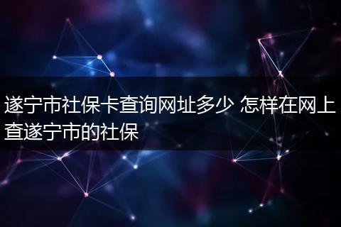 遂宁市社保卡查询网址多少 怎样在网上查遂宁市的社保