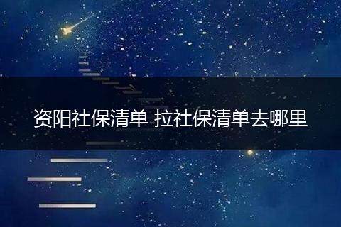 资阳社保清单 拉社保清单去哪里