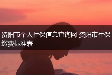 资阳市个人社保信息查询网 资阳市社保缴费标准表