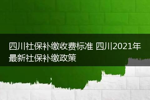 四川社保补缴收费标准 四川2021年最新社保补缴政策