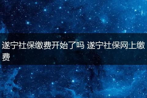遂宁社保缴费开始了吗 遂宁社保网上缴费