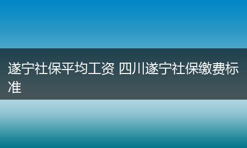 遂宁社保平均工资 四川遂宁社保缴费标准