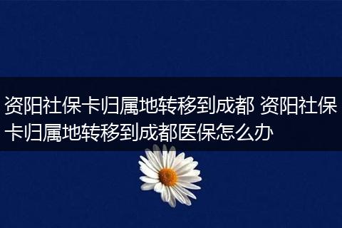 资阳社保卡归属地转移到成都 资阳社保卡归属地转移到成都医保怎么办