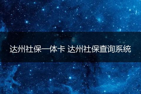 达州社保一体卡 达州社保查询系统