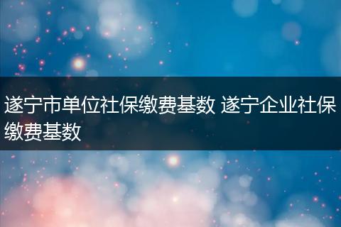 遂宁市单位社保缴费基数 遂宁企业社保缴费基数