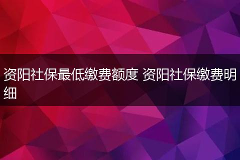 资阳社保最低缴费额度 资阳社保缴费明细