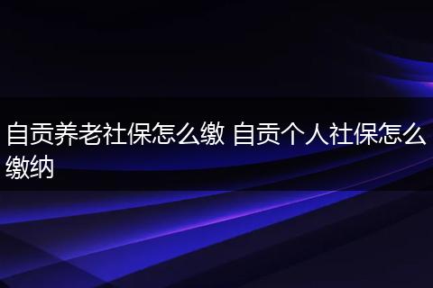 自贡养老社保怎么缴 自贡个人社保怎么缴纳