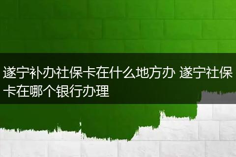 遂宁补办社保卡在什么地方办 遂宁社保卡在哪个银行办理
