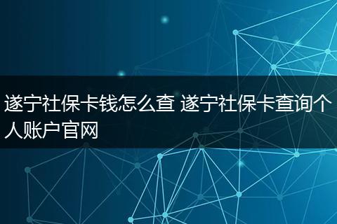 遂宁社保卡钱怎么查 遂宁社保卡查询个人账户官网