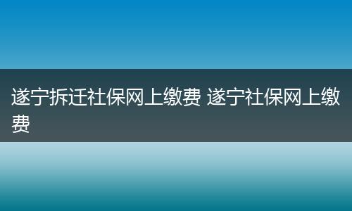 遂宁拆迁社保网上缴费 遂宁社保网上缴费