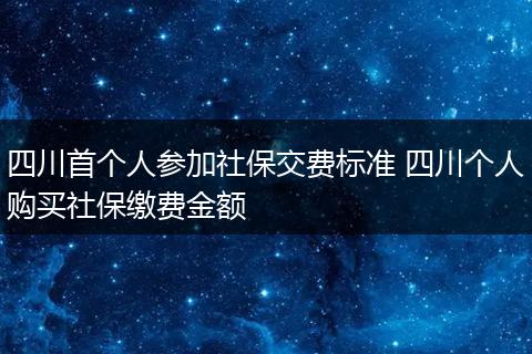 四川首个人参加社保交费标准 四川个人购买社保缴费金额