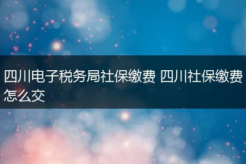 四川电子税务局社保缴费 四川社保缴费怎么交