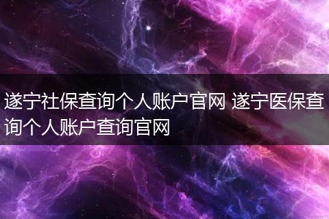 遂宁社保查询个人账户官网 遂宁医保查询个人账户查询官网
