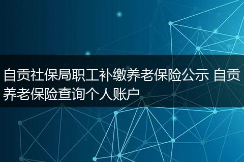 自贡社保局职工补缴养老保险公示 自贡养老保险查询个人账户