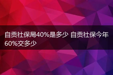 自贡社保局40%是多少 自贡社保今年60%交多少