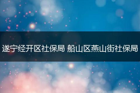 遂宁经开区社保局 船山区燕山街社保局