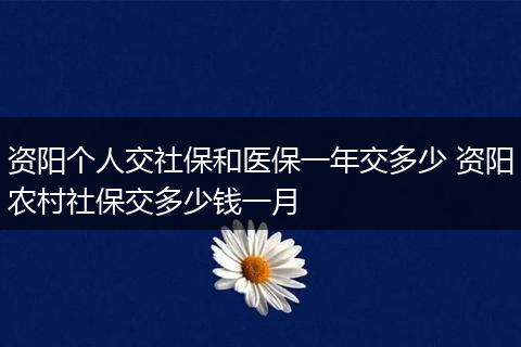 资阳个人交社保和医保一年交多少 资阳农村社保交多少钱一月