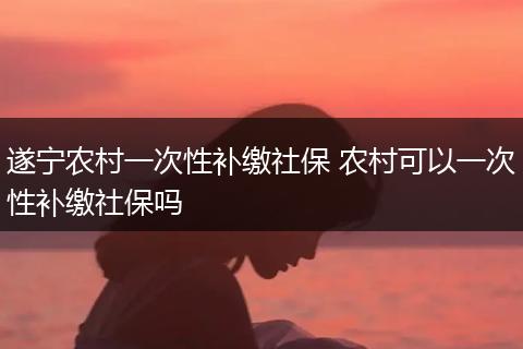 遂宁农村一次性补缴社保 农村可以一次性补缴社保吗