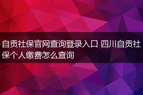 自贡社保官网查询登录入口 四川自贡社保个人缴费怎么查询