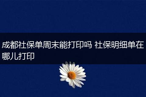 成都社保单周末能打印吗 社保明细单在哪儿打印