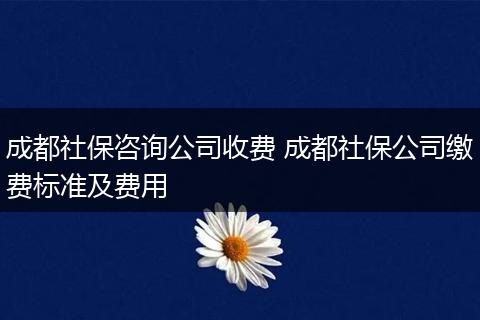 成都社保咨询公司收费 成都社保公司缴费标准及费用
