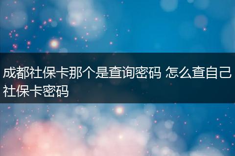 成都社保卡那个是查询密码 怎么查自己社保卡密码