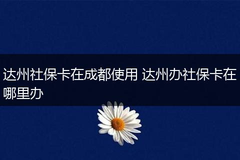 达州社保卡在成都使用 达州办社保卡在哪里办