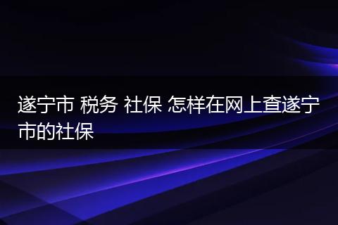 遂宁市 税务 社保 怎样在网上查遂宁市的社保