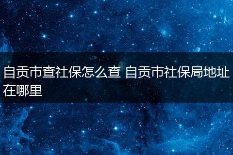 自贡市查社保怎么查 自贡市社保局地址在哪里