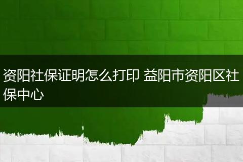 资阳社保证明怎么打印 益阳市资阳区社保中心
