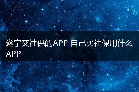 遂宁交社保的APP 自己买社保用什么APP